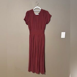 Dex Burgundy Maxi Dress Short Sleeve Size S